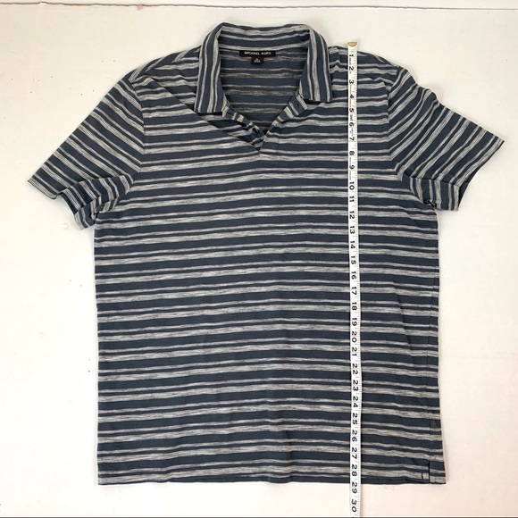 ✨5 FOR $25✨   Michael Kors Gray Stripe Short Sleeve Polo Shirt - Picture 3 of 7